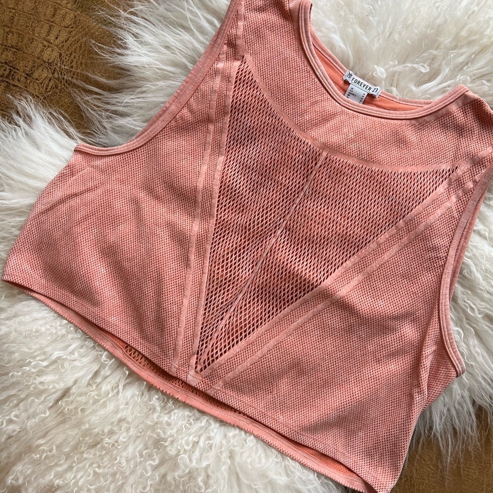 24hr SALE 🔥 Pink Mesh Crop Top Sz M